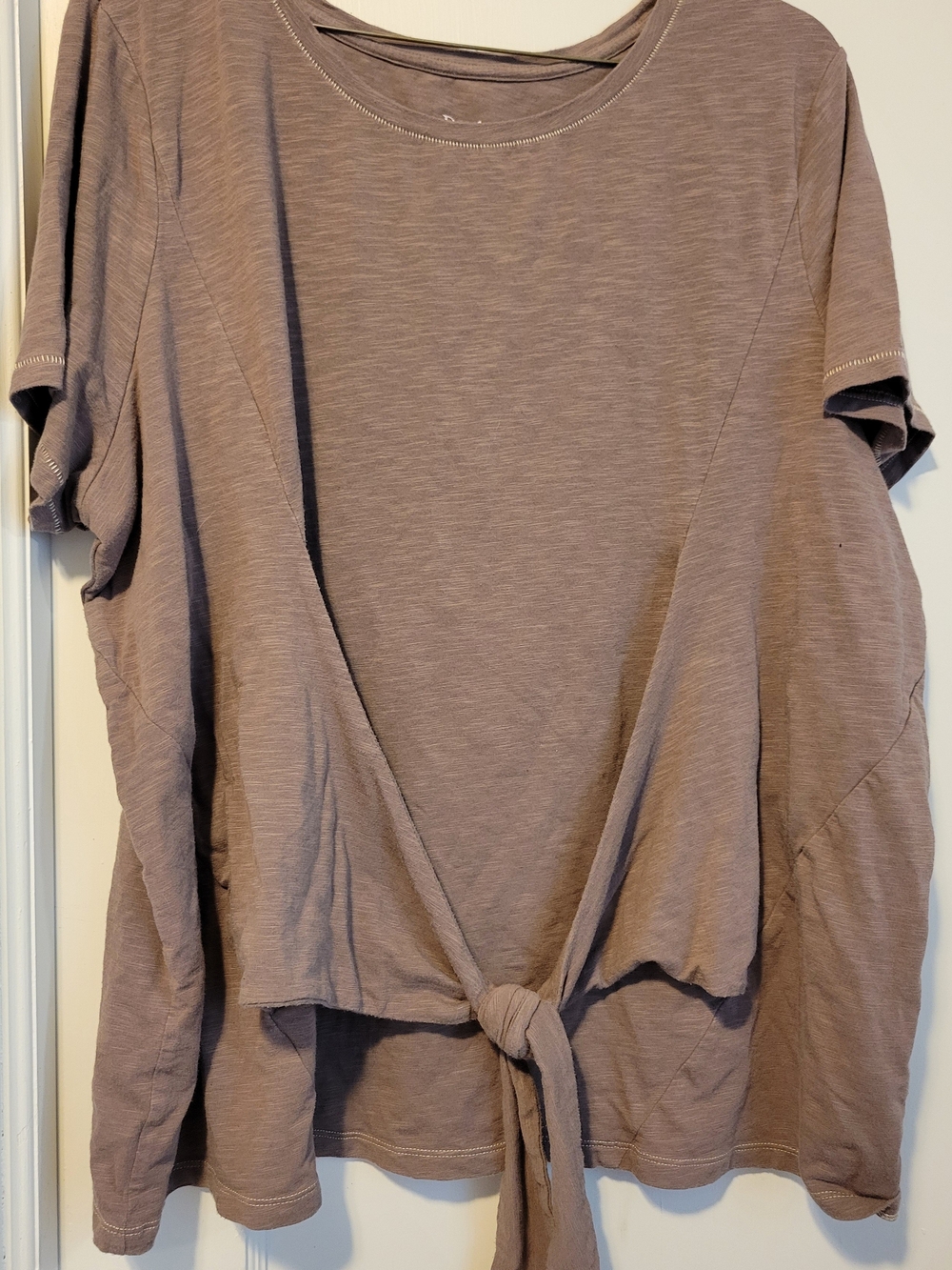 AnyBody Dusty Mauve Short Sleeve Tie-Front Top